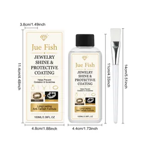 Jue Fish Schmuckglanz und Schutzbeschichtung Flasche mit Maßen und Applikator-Bürste