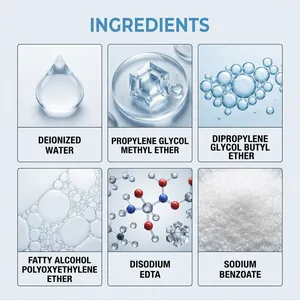 Lista de ingredientes del limpiador de plataforma de impresora 3D con fórmula química