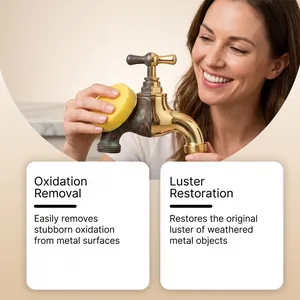Metal polishing cream detail showing oxidation removal and luster restoration on faucet