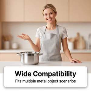 Demonstration of the cleaning effect on a polished stainless steel pot in a modern kitchen