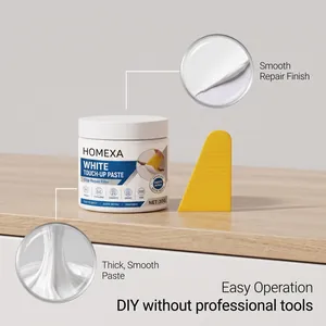 HOMEXA white touch-up paste detail showing thick texture and smooth finish with scraper tool