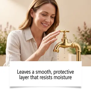 Close-up of polished gold faucet demonstrating moisture-resistant protective layer.