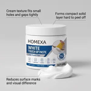 White touch-up paste for walls and furniture with creamy texture for gap filling