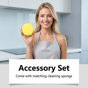 High density yellow round cleaning sponge accessory for kitchen glass stove cleaner