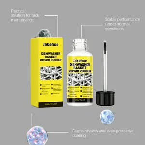 Detail view of white dishwasher basket repair rubber with brush and professional packaging.