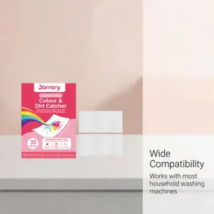 Jarrary laundry color catcher sheets package and sheets showing wide compatibility feature.