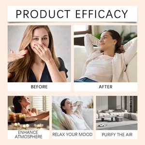Infografica sull'efficacia dell'aromaterapia per il relax e la purificazione dell'aria pura.