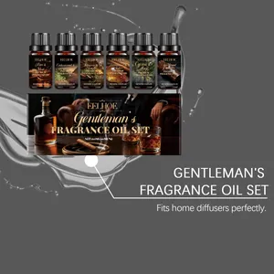 Elegante set di 6 oli profumati da uomo con aromi di rum, tabacco e legno di sandalo