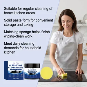 Effective Jue Fish glass stove cleaner paste with sponge for kitchen grease removal