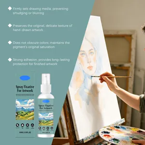Professional spray fixative for artwork protecting pencil and charcoal drawings on easel