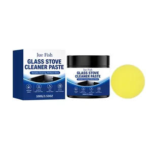 Professional Jue Fish glass stove cleaner paste 100g set with sponge for tough grease and stains