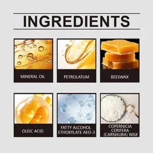 Detailed ingredients list for car plastic restoration cream showing beeswax and carnauba wax