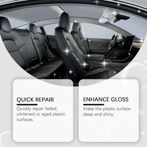 Close-up of car interior showing the high-gloss results of plastic restoration cream.