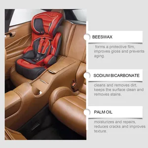 Detailed ingredient list for car interior restoration cream with beeswax and palm oil.