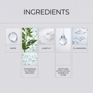 Elenco dettagliato degli ingredienti per salviette in acciaio inox con acqua e laureth-7.