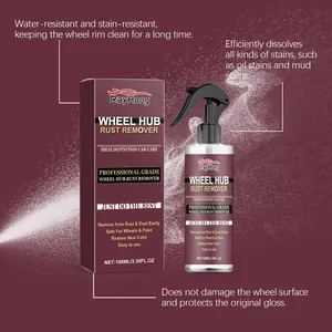Professional Rayhong wheel hub rust remover spray bottle and 100ml packaging box detail view