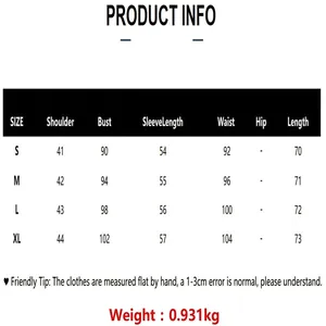 Detailed size chart and weight specifications for women's medium-long windbreaker coat