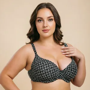 Elegante reggiseno push-up floreale taglie forti con spalline larghe per il comfort