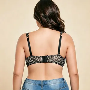 Reggiseno push-up a fiori per coppe grandi con spalline larghe per un supporto extra