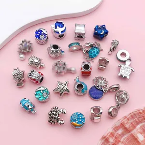 24Stk Meeres-Charms mit großen Löchern, Schildkröte und Seestern für DIY-Schmuckherstellung