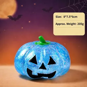 Halloween blue glitter pumpkin maltose squishy toy for stress relief and sensory play