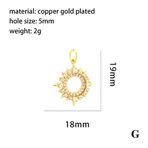Colgante sol chapado en oro de 18K con cristales brillantes y dimensiones