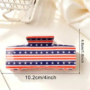 Detailweergave van de 10,2 cm brede rechthoekige haarklem met Amerikaanse vlag.