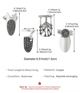 Gedetailleerde afmetingen en specificaties van geometrische strass nagelringen voor dames