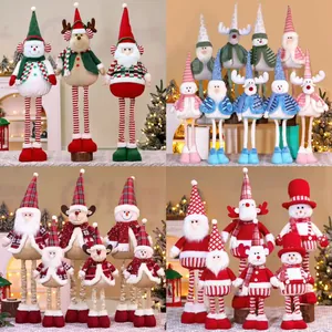 Weihnachts Teleskop Puppe Ornamente Stoff Lange Beine Plüschtiere Für Feiertags Party Tischdekoration Weihnachtsmann Schneemann Rentier