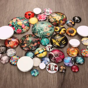 Mixed size round glass cabochons with vintage floral and portrait patterns for DIY jewelry