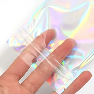 Holographic pearlescent ziplock bag for jewelry packaging with ultra clear film