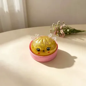 Süßes Weihnachts Rentier Squishy Brötchen Spielzeug mit Glitzer und rosa Basis