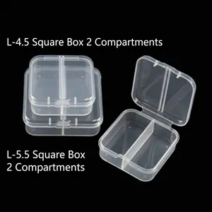 Detailansicht der transparenten Kunststoff-Aufbewahrungsbox mit 2 Fächern für Kleinteile