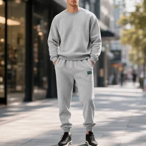 Set Top And Bottom in Felpa da Uomo in Pile Pesante Minimalista Americano Girocollo Casual Tuta Sportiva