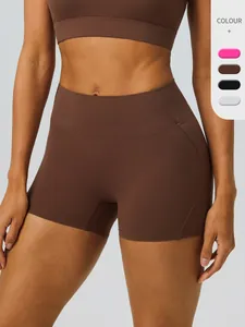Women's High Waisted Yoga Shorts Butt Lift Workout Athletic Running Shorts Brushed Nylon Spandex Gym Bottoms