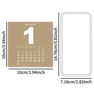 Measurement details for 2027 minimalist calendar card and decorative wall frame