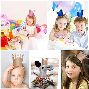 Collage di lifestyle di bambini con corone scintillanti per feste di compleanno