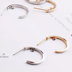 C-shaped earring stud findings for DIY jewelry making in gold and silver finishes