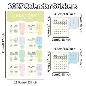 Detailed dimension specifications for 2027 monthly calendar planner stickers for journals