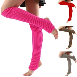 Beinstulpen Gestrickt Acryl Rippenmuster Yoga Ballett Tanz Winter Warm Lange Socken Ohne Fuß Damen