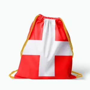 Detail showing the durable fabric and drawstring closure of the Denmark flag sport bag.