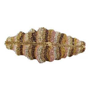 Handcrafted shell conch evening clutch bag fully embellished with colorful rhinestones