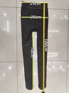 Detailed size measurement view of 200g fleece lined fake translucent black leggings