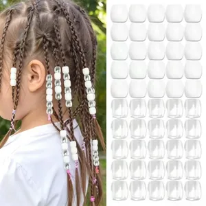 Set mit 50 weißen und klaren Haarperlen mit großen Löchern für afrikanische Zöpfe Dekoration