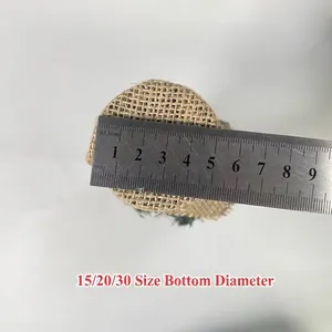 Detailed bottom diameter measurement of a 20cm mini burlap Christmas tree base