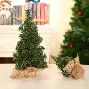 20cm mini artificial Christmas tree with burlap base for tabletop decoration