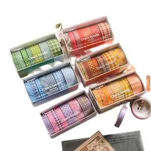 Set geruite washi-tape voor DIY-journaling en creatieve kantoorbenodigdheden