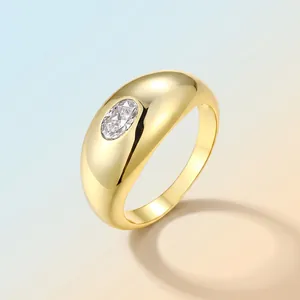 Elegant gold S925 silver moissanite dome ring for fashion jewelry lovers.
