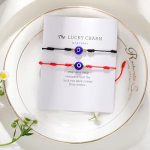 Handmade Evil Eye 7 Knots Red String Braided Bracelet For Women Men Lucky Charm Protection Glass Bead Adjustable Jewelry Gift