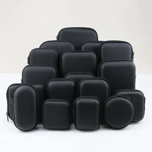A collection of black EVA hard shell storage cases available in various sizes and shapes